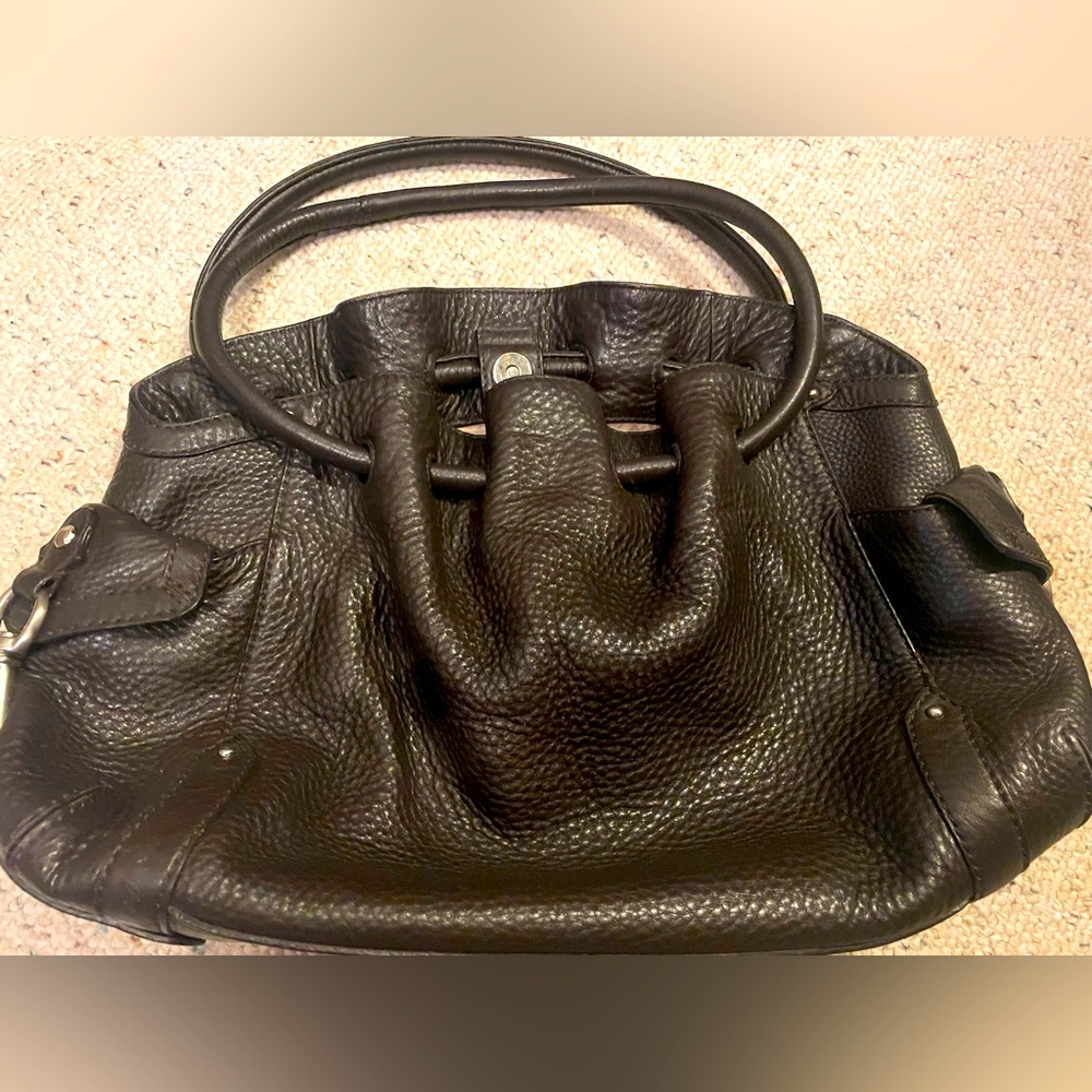 Cole Haan Large Denney Bag Brown Pebbled Leather Shoulder Bag